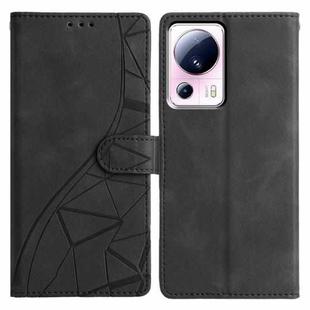 For Xiaomi 13 Lite Triangles Embossed Leather Phone Case(Black)