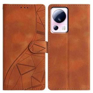 For Xiaomi 13 Lite Triangles Embossed Leather Phone Case(Brown)