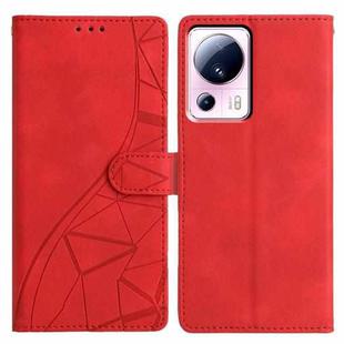 For Xiaomi 13 Lite Triangles Embossed Leather Phone Case(Red)