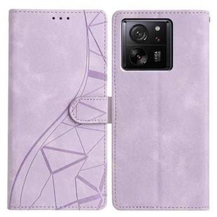 For Xiaomi 14T Triangles Embossed Leather Phone Case(Purple)