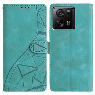 For Xiaomi 14T Triangles Embossed Leather Phone Case(Green)