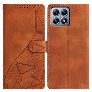 For Xiaomi 14T Pro Triangles Embossed Leather Phone Case(Brown)