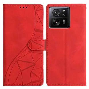 For Xiaomi 13T 5G Triangles Embossed Leather Phone Case(Red)
