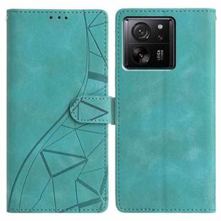 For Xiaomi 13T 5G Triangles Embossed Leather Phone Case(Green)