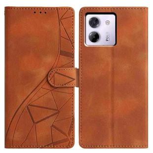 For Xiaomi Poco M7 Pro 5G Triangles Embossed Leather Phone Case(Brown)