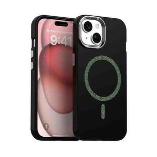 For iPhone 15 Plus Glitter Series Magsafe PC Hybrid TPU Phone Case(Black)