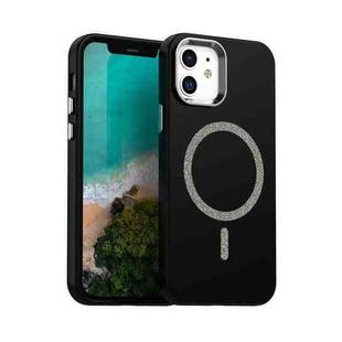 For iPhone 12 Glitter Series Magsafe PC Hybrid TPU Phone Case(Black)