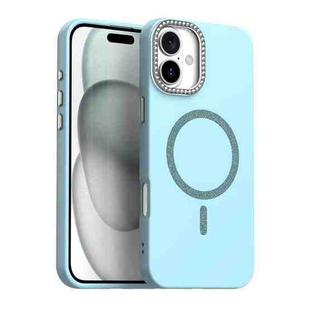 For iPhone 16 Glitter Rhinestones Series Magsafe PC Hybrid TPU Phone Case(Blue)