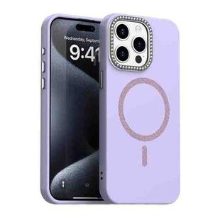 For iPhone 15 Pro Glitter Rhinestones Series Magsafe PC Hybrid TPU Phone Case(Purple)