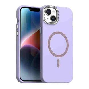 For iPhone 14 Plus Glitter Rhinestones Series Magsafe PC Hybrid TPU Phone Case(Purple)