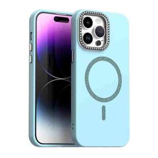 For iPhone 14 Pro Max Glitter Rhinestones Series Magsafe PC Hybrid TPU Phone Case(Blue)