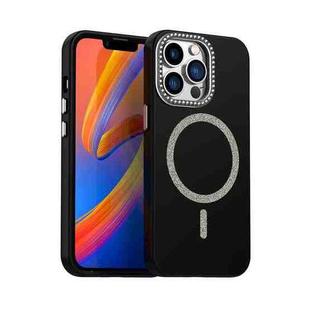 For iPhone 13 Pro Glitter Rhinestones Series Magsafe PC Hybrid TPU Phone Case(Black)