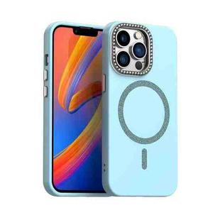 For iPhone 13 Pro Glitter Rhinestones Series Magsafe PC Hybrid TPU Phone Case(Blue)