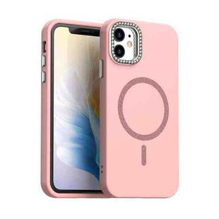 For iPhone 11 Glitter Rhinestones Series Magsafe PC Hybrid TPU Phone Case(Red)