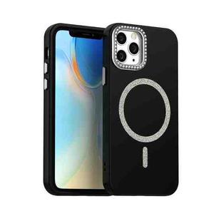 For iPhone 11 Pro Glitter Rhinestones Series Magsafe PC Hybrid TPU Phone Case(Black)