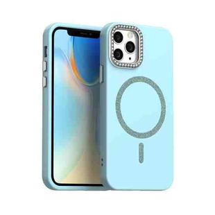 For iPhone 11 Pro Glitter Rhinestones Series Magsafe PC Hybrid TPU Phone Case(Blue)