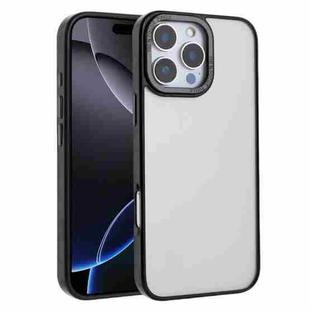 For iPhone 16 Pro Max Macaron PC Hybrid TPU Glossy Phone Case(Black)