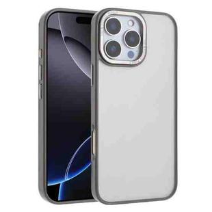 For iPhone 16 Pro Max Macaron PC Hybrid TPU Glossy Phone Case(Grey)