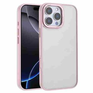 For iPhone 16 Pro Max Macaron PC Hybrid TPU Glossy Phone Case(Pink)