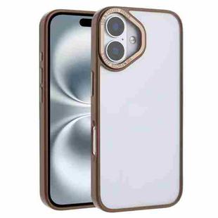 For iPhone 16 Plus Macaron PC Hybrid TPU Glossy Phone Case(Desert Gold)