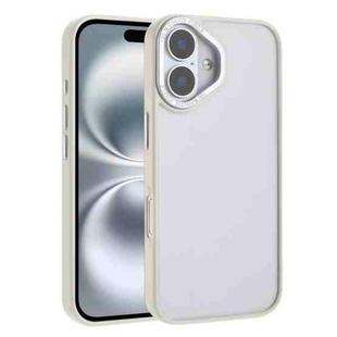 For iPhone 16 Macaron PC Hybrid TPU Glossy Phone Case(White)
