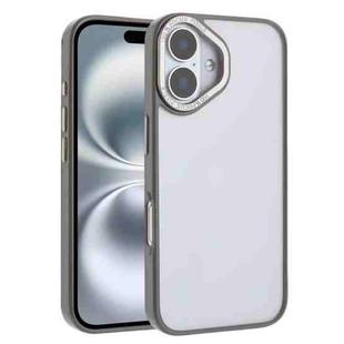For iPhone 16 Macaron PC Hybrid TPU Glossy Phone Case(Grey)