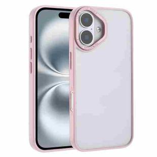 For iPhone 16 Macaron PC Hybrid TPU Glossy Phone Case(Pink)