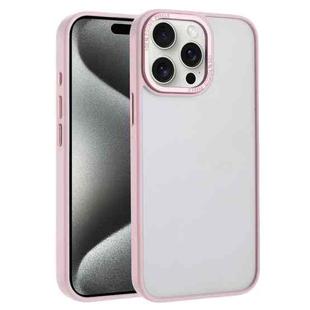 For iPhone 15 Pro Macaron PC Hybrid TPU Glossy Phone Case(Pink)