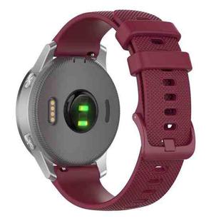 22mm For Forerunner 570 47mm/935/945/955 xDfind Small Plaid Solid Color Silicone Watch Band(Wine Red)