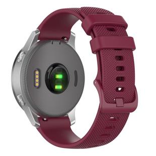 18mm For Garmin Venu 2S / Move 3S / Active S xDfind Small Plaid Solid Color Silicone Watch Band(Wine Red)
