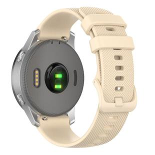 18mm For Garmin Venu 2S / Move 3S / Active S xDfind Small Plaid Solid Color Silicone Watch Band(Beige)
