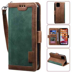 For iPhone 12 / 12 Pro Retro Splicing Horizontal Flip Leather Case with Card Slots & Holder & Wallet(Green)