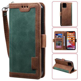 For iPhone 12 Pro Max Retro Splicing Horizontal Flip Leather Case with Card Slots & Holder & Wallet(Green)