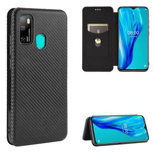 For Ulefone Note 9P Carbon Fiber Texture Horizontal Flip TPU + PC + PU Leather Case with Card Slot & Lanyard(Black)