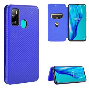 For Ulefone Note 9P Carbon Fiber Texture Horizontal Flip TPU + PC + PU Leather Case with Card Slot & Lanyard(Blue)