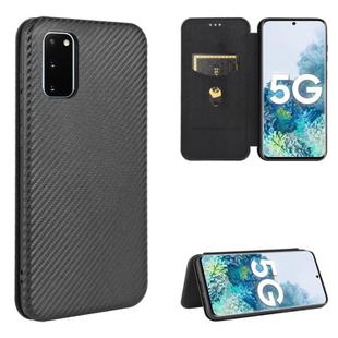 For Samsung Galaxy S20 FE 5G / 4G & S20 Lite Carbon Fiber Texture Horizontal Flip TPU + PC + PU Leather Case with Card Slot & Lanyard(Black)
