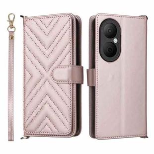 For Huawei Enjoy 80 4G Multifunctional 6-Card Slots Leather Phone Case with Wrist Strap(Pink)