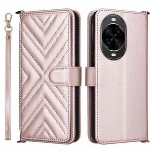 For Huawei nova 14 5G Multifunctional 6-Card Slots Leather Phone Case with Wrist Strap(Pink)