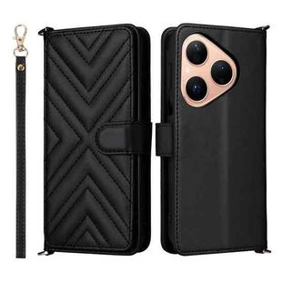 For Huawei Pura 80 5G Multifunctional 6-Card Slots Leather Phone Case with Wrist Strap(Black)