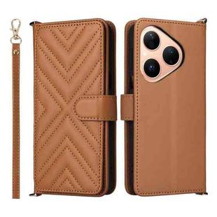 For Huawei Pura 80 5G Multifunctional 6-Card Slots Leather Phone Case with Wrist Strap(Brown)