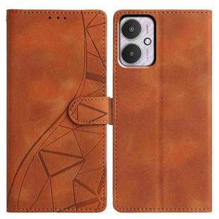 For Redmi 13C 4G Triangles Embossed Leather Phone Case(Brown)