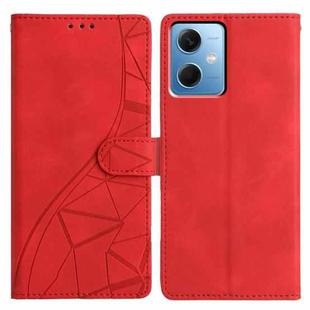 For Redmi Note 12 4G Triangles Embossed Leather Phone Case(Red)