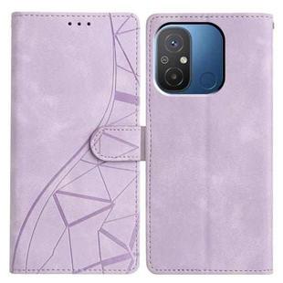 For Redmi 12C Triangles Embossed Leather Phone Case(Purple)
