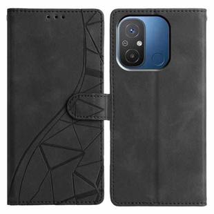 For Redmi 12C Triangles Embossed Leather Phone Case(Black)