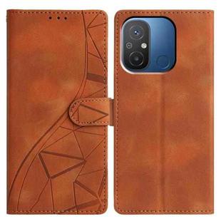 For Redmi 12C Triangles Embossed Leather Phone Case(Brown)