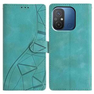 For Redmi 12C Triangles Embossed Leather Phone Case(Green)