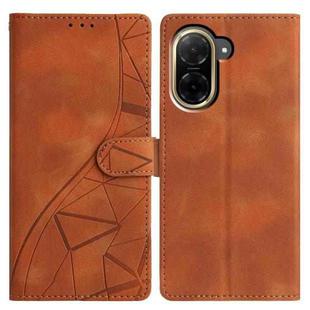 For Redmi A5 4G 171.7mm Triangles Embossed Leather Phone Case(Brown)