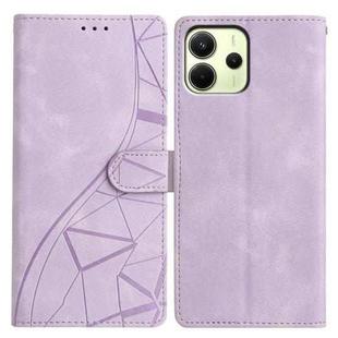 For Redmi Note 14 4G 164.84mm Triangles Embossed Leather Phone Case(Purple)
