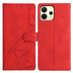 For Redmi Note 14 4G 164.84mm Triangles Embossed Leather Phone Case(Red)