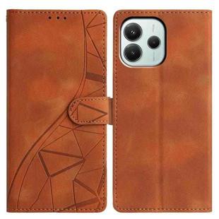 For Redmi Note 14 5G Triangles Embossed Leather Phone Case(Brown)